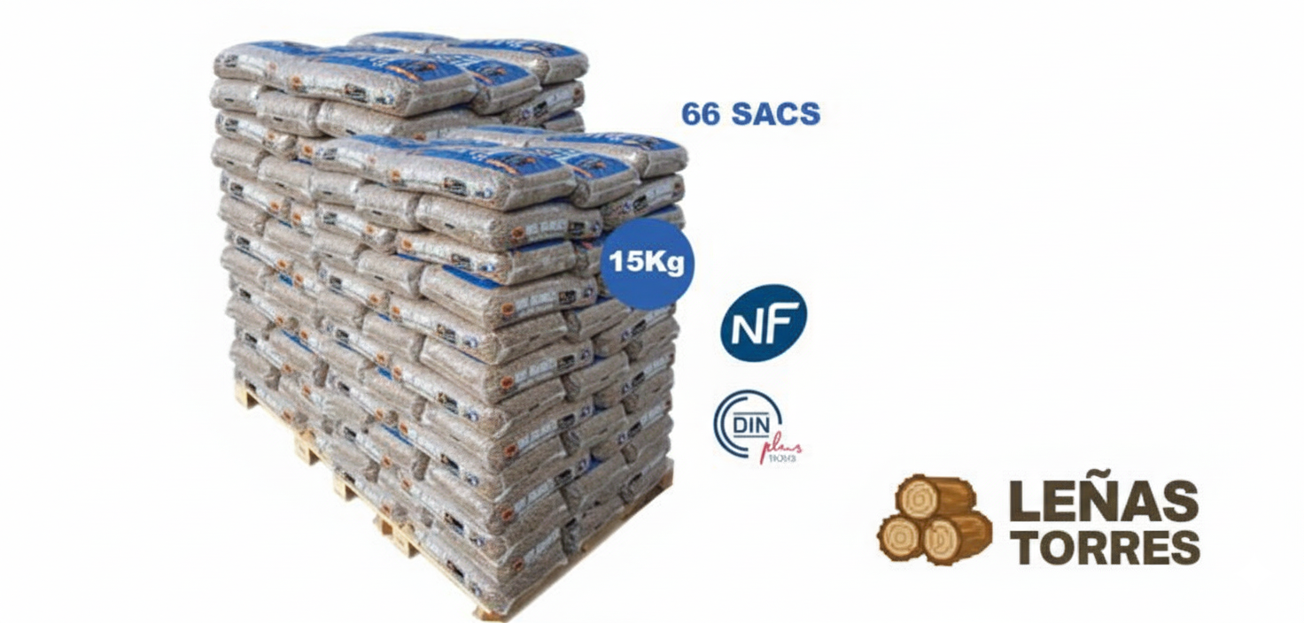 Pellets Woodstock Premium: Palé de 990 kg con Certificación DINplus y NF
